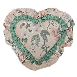 Vintage Heart Shaped Melon Floral Pillow Farmhouse CottageCore Granny Core